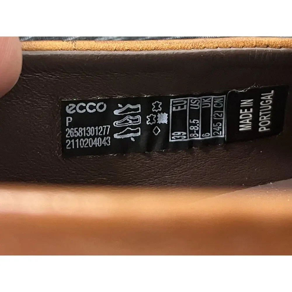 ECCO Women's Incise Tailored Brown Leather Loafers 8 8.5 US 39 Career Slip On - Picture 8 of 8